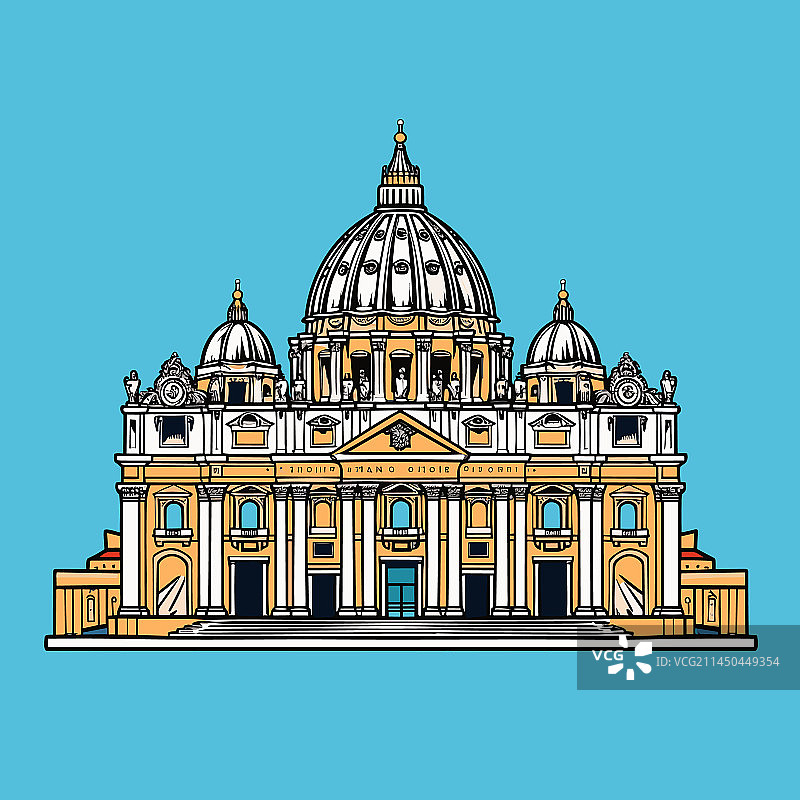手绘圣彼得大教堂图片素材