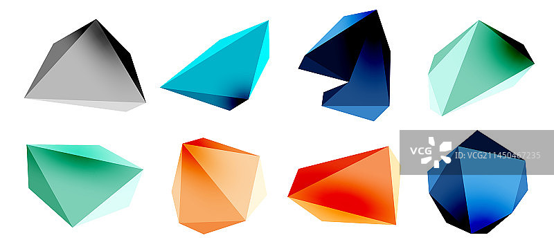 3d低多边形三角形设计元素图片素材