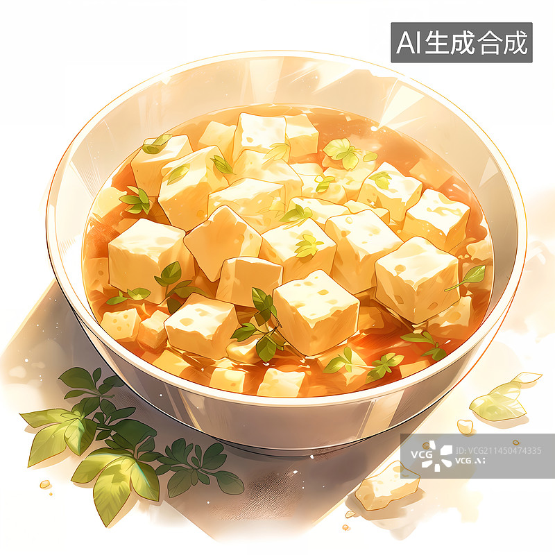 【AI数字艺术】一碗美味的麻婆豆腐插画图片素材