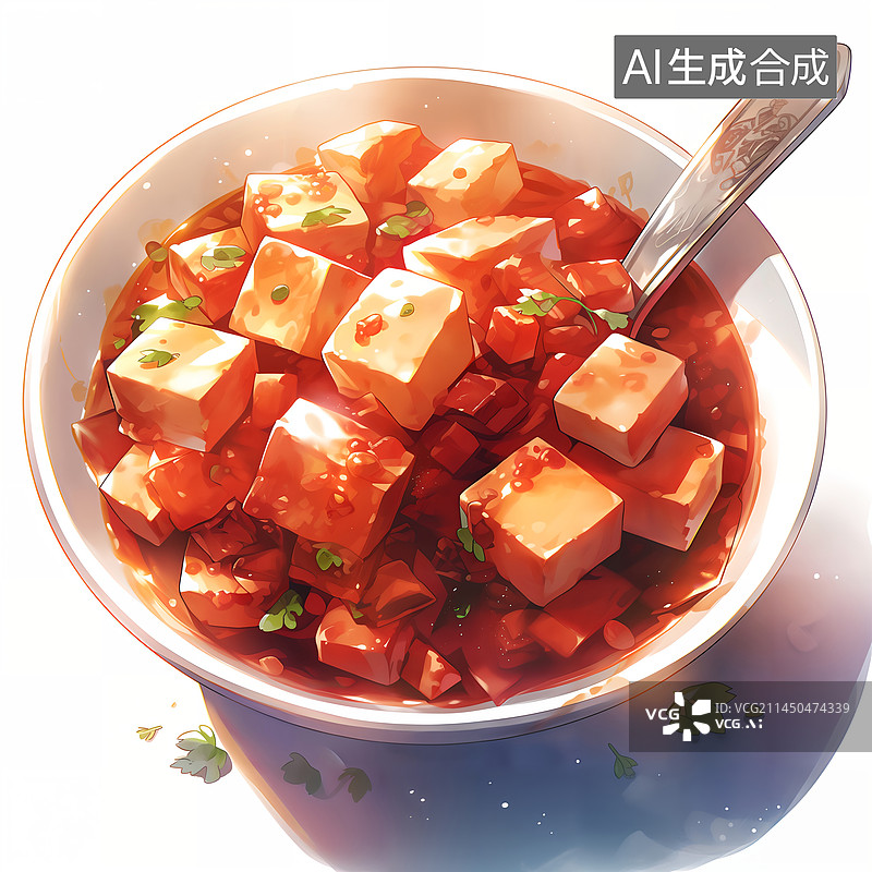 【AI数字艺术】一碗美味的麻婆豆腐插画图片素材