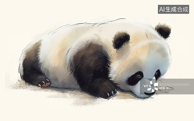 【AI数字艺术】可爱萌系熊猫幼崽手绘插画图片素材