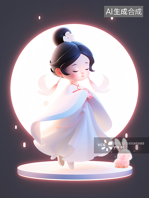 【AI数字艺术】中秋节嫦娥仙子3D卡通人物图片素材