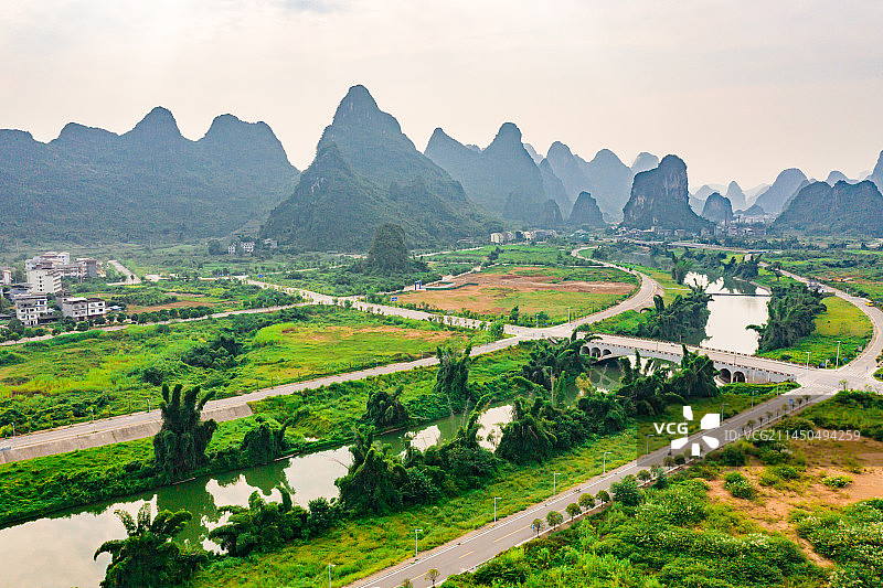 桂林阳朔十里画廊航拍图片素材