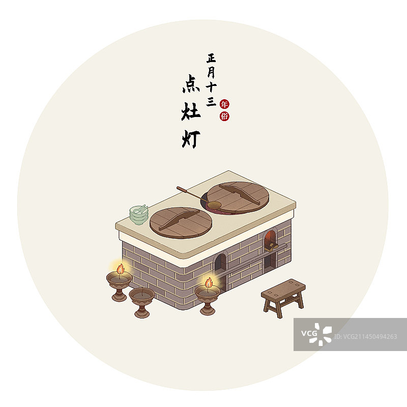年俗系列插画正月十三图片素材