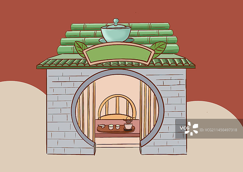 手绘茶叶铺插画图片素材