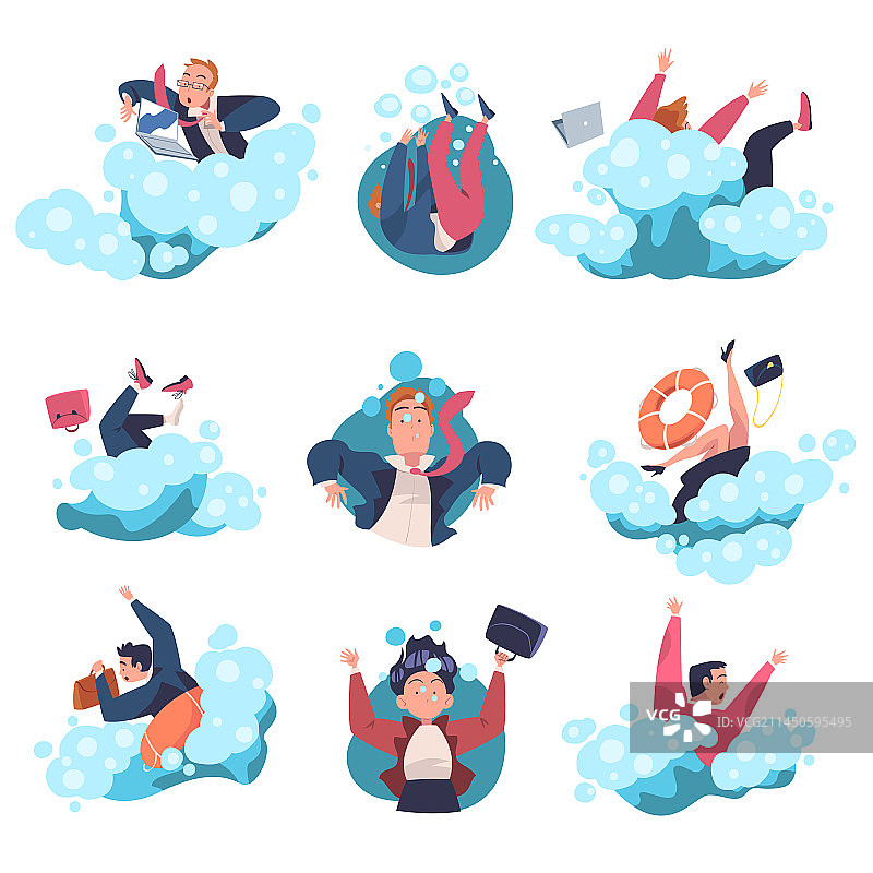 创业者溺水插画图片素材