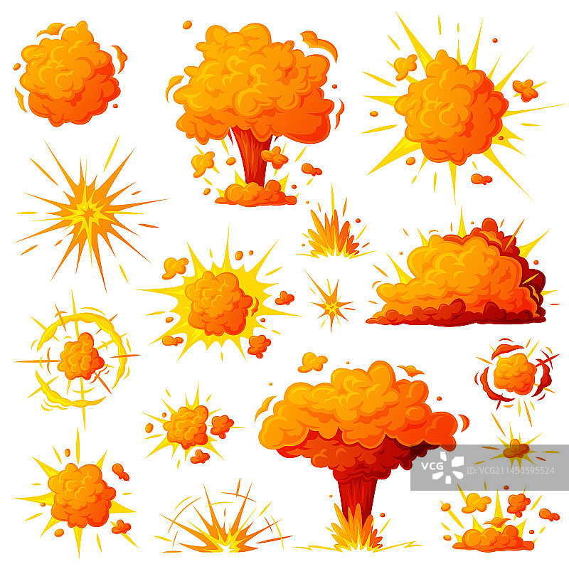 炸弹爆炸：明亮的橙色云朵合集图片素材