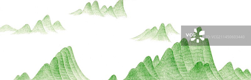 彩铅手绘群山插画图片素材