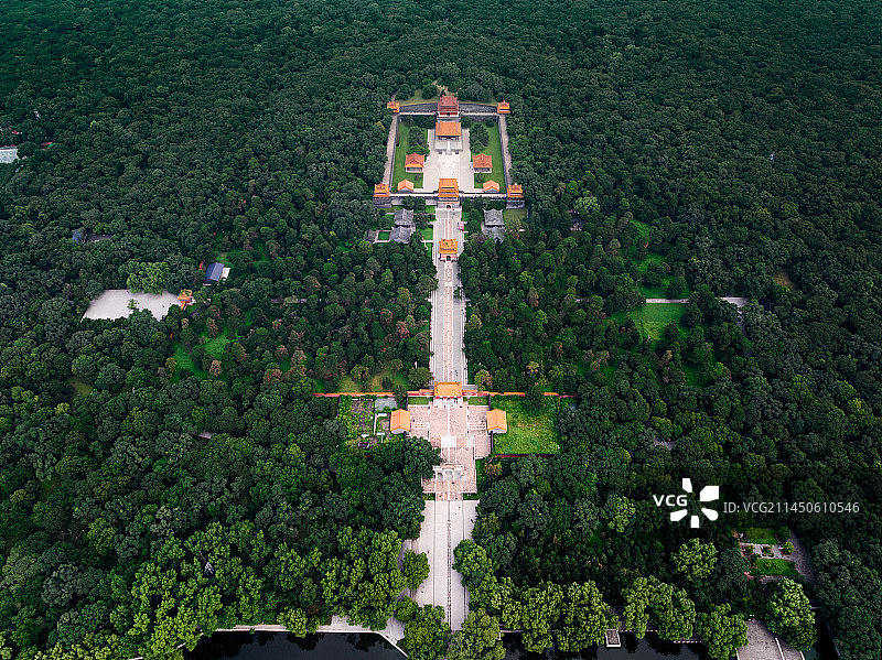 辽宁省沈阳市北陵公园航拍视角图片素材