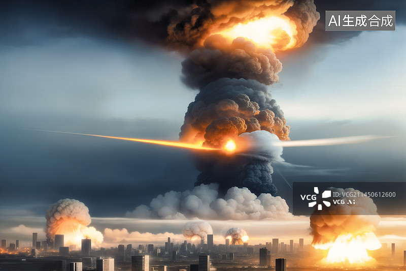 【AI数字艺术】核爆炸战争景象图片素材