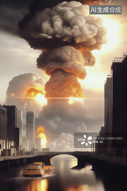 【AI数字艺术】核爆炸战争景象图片素材