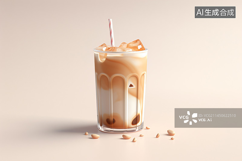 【AI数字艺术】咖啡珍珠奶茶3D图标图片素材