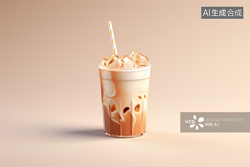【AI数字艺术】咖啡珍珠奶茶3D图标图片素材