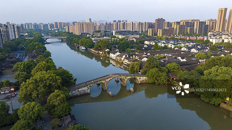 杭州拱墅区大运河拱宸桥航拍图片素材