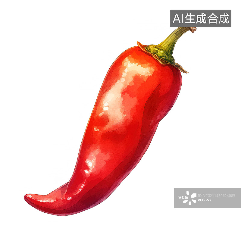 【AI数字艺术】一个红辣椒水彩插画图片素材