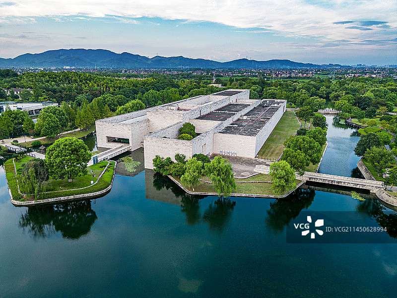 杭州良渚博物院航拍图片素材