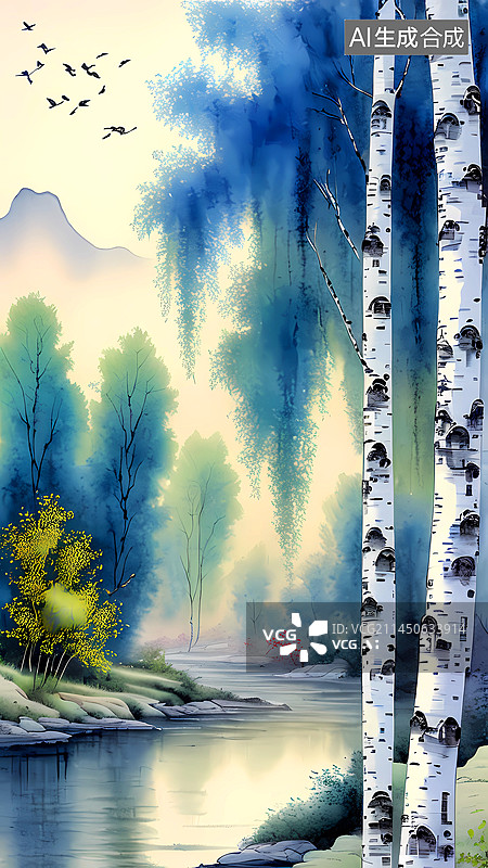 【AI数字艺术】白桦图片素材