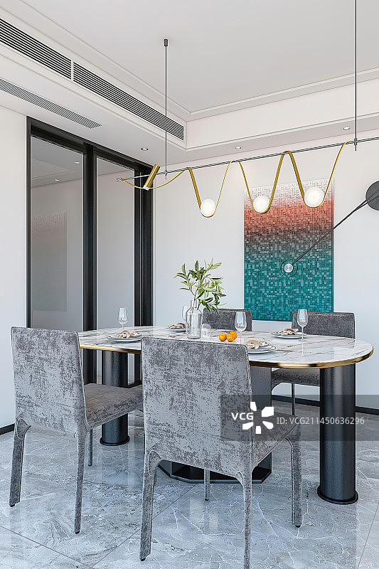 现代风格高端住宅内部客餐厅图片素材