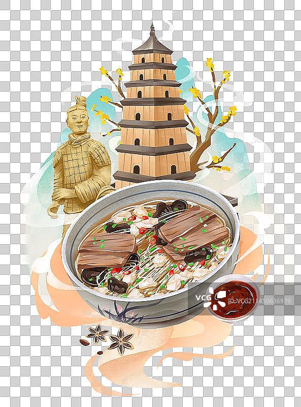 陕西西安传统美食之牛羊肉泡馍图片素材