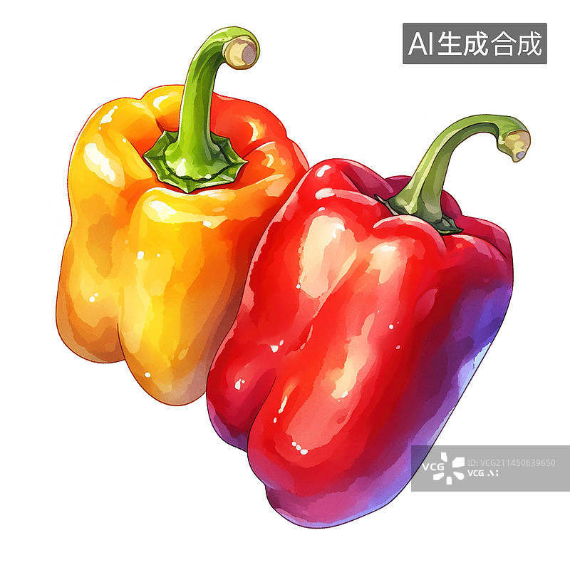 【AI数字艺术】彩椒水彩插画图片素材