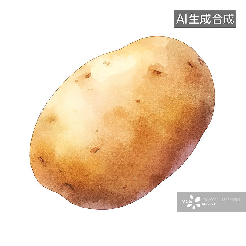 【AI数字艺术】一个土豆水彩插画图片素材