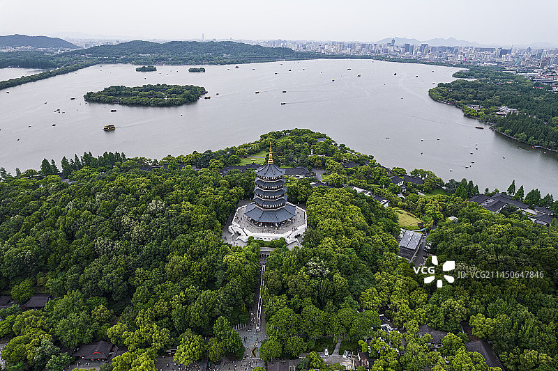 杭州西湖俯瞰图片素材