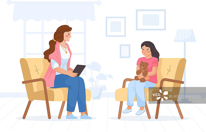儿童顾问女治疗师咨询图片素材