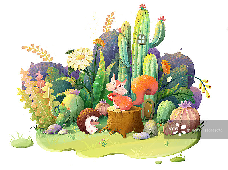 植物小场景肌理插画图片素材