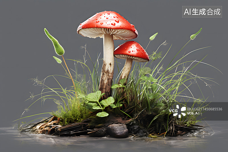 【AI数字艺术】AIGC:红色的蘑菇图片素材