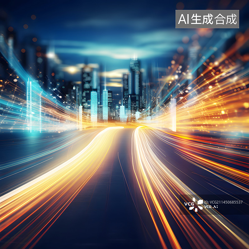 【AI数字艺术】AIGC:科技感抽象背景数字化城市图片素材