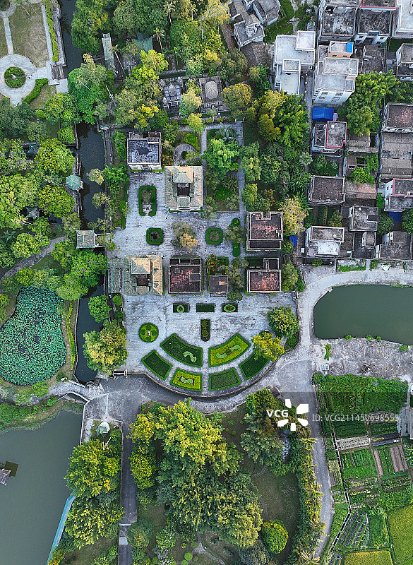广东省江门市世界遗产开平碉楼与古村落赓华村立园航拍图片素材
