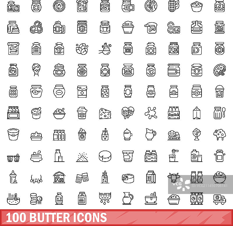 100个黄油图标轮廓风格合集图片素材