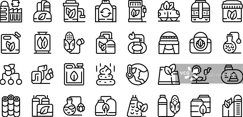 沼气图标集 - 能源生物燃料轮廓图片素材