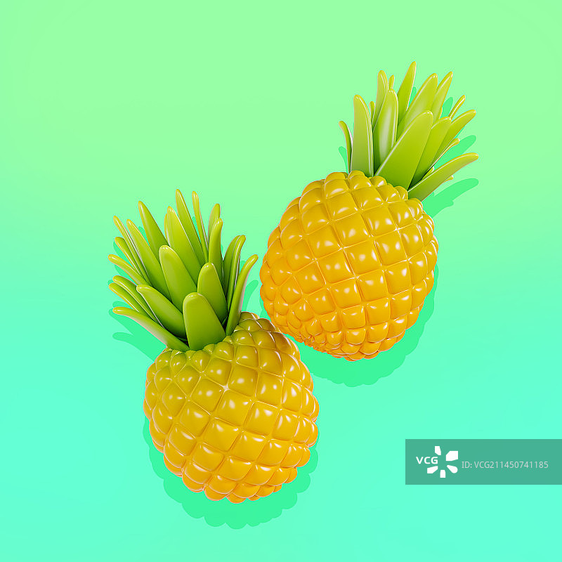 3D立体菠萝凤梨水果图片素材