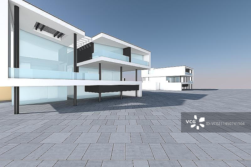 C4D渲染建筑空间室外广场图片素材