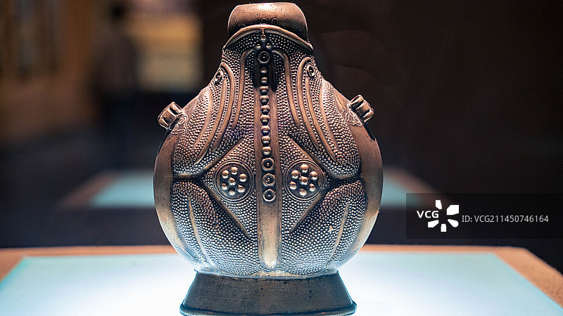 合金铜蛙形扁壶（青海藏文化博物馆）图片素材