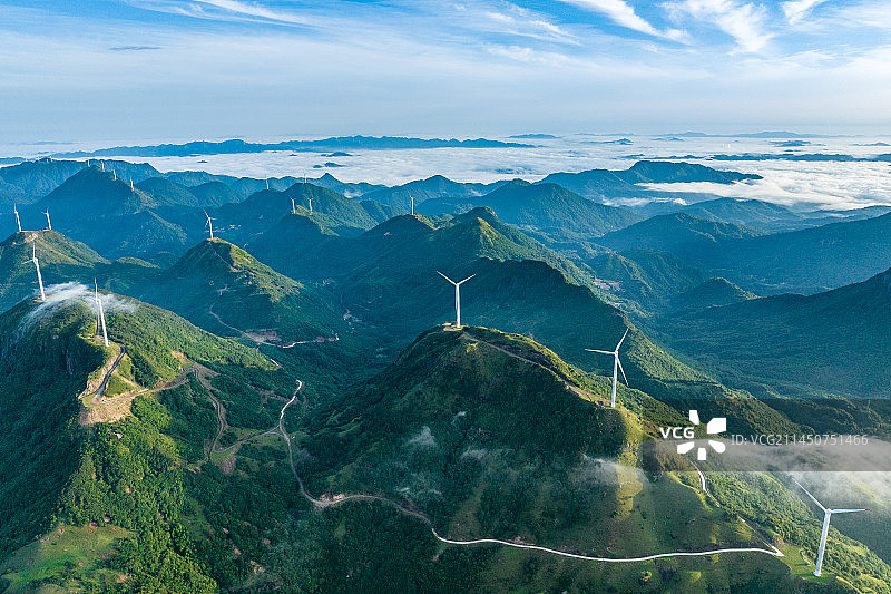 广西岑溪市天龙顶山地公园日出云海奇观图片素材