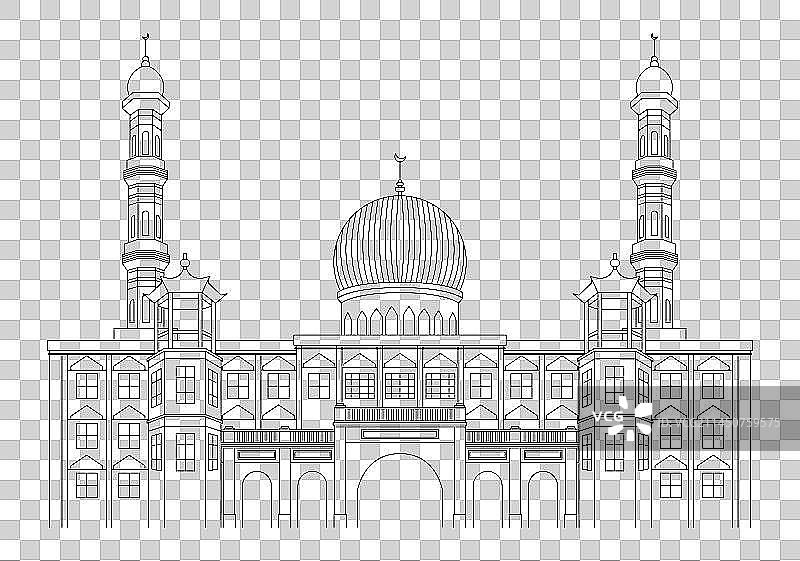 西宁城市地标建筑插画图片素材