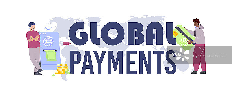 全球支付扁平文字图片素材