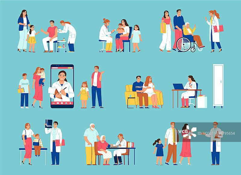家庭医生扁平插画图片素材