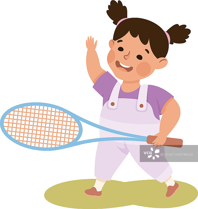 女孩角色用球拍打羽毛球图片素材