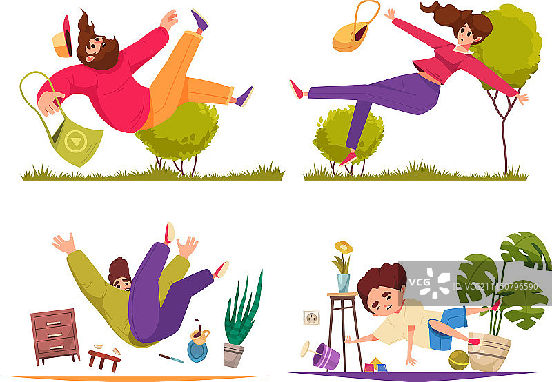 人物跌倒场景合集图片素材