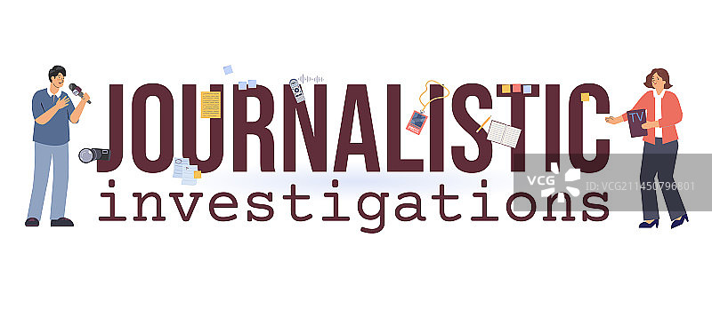新闻调查扁平风格构图图片素材