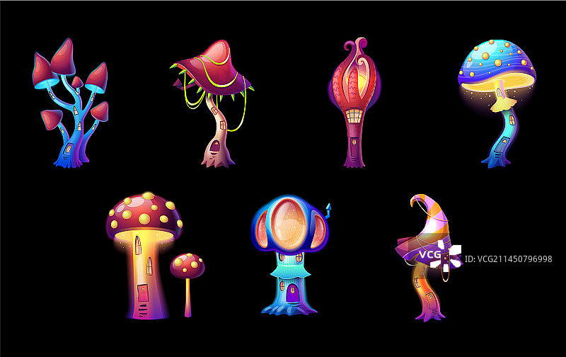 蘑菇房子套装图片素材