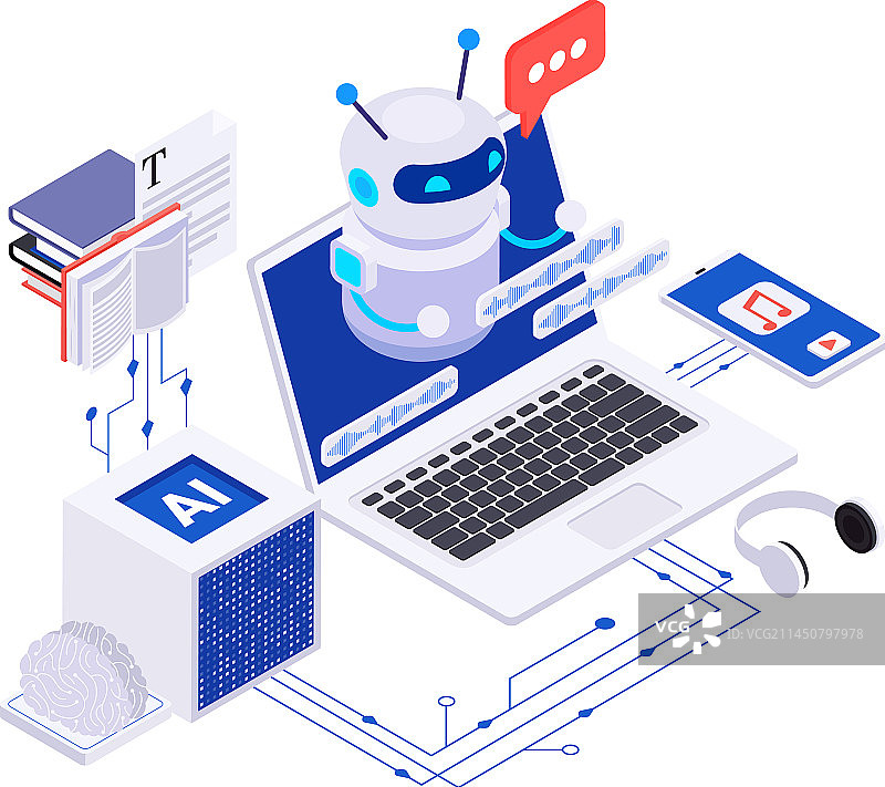 AI内容创作概念图片素材