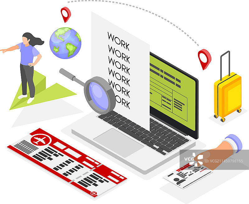 工作迁移组合图片素材