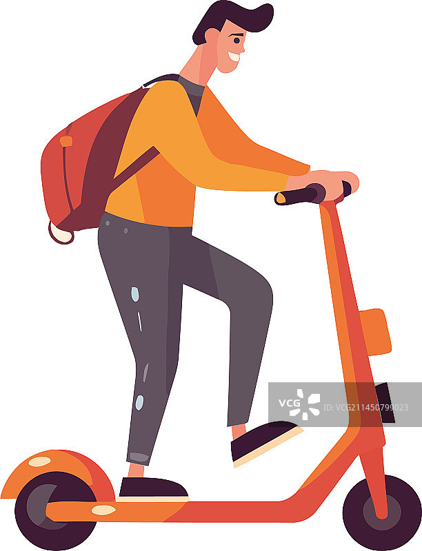 骑电动滑板的男孩图片素材