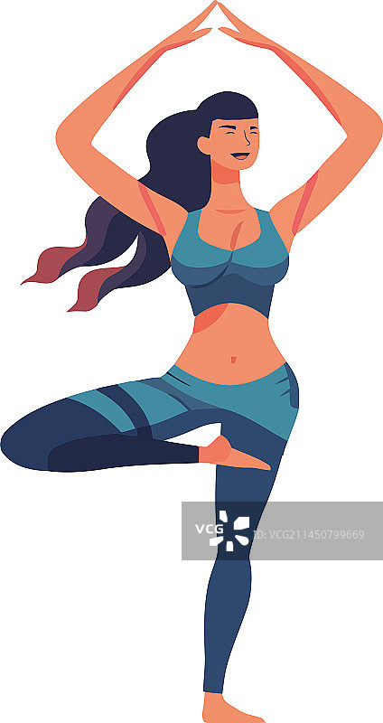 练习瑜伽的苗条成年女人图片素材