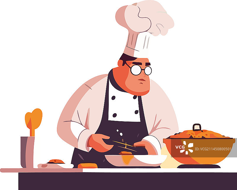 厨师在厨房烹饪美食图片素材