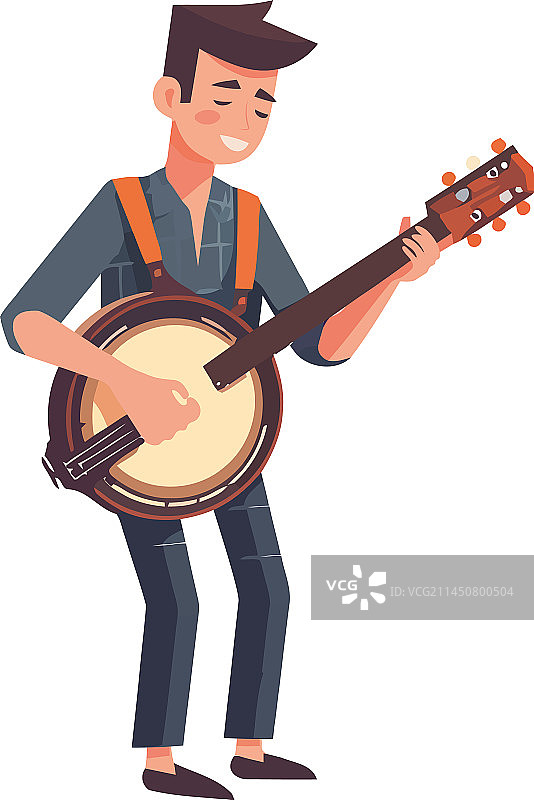 男人拿着班卓琴图片素材